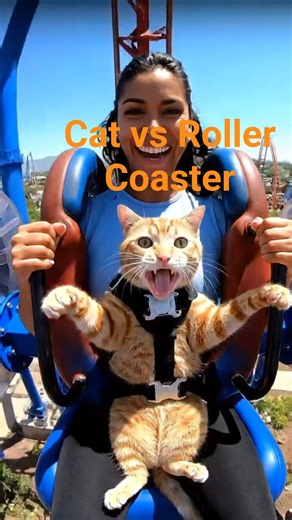 Cat Rides Roller Coaster 🎢 #rollercoaster #FunnyCat #cat