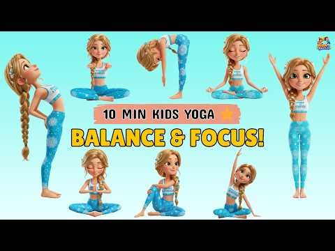 10 Min Kids Balance & Focus Yoga | Calm & Steady | Giggle & Stretch