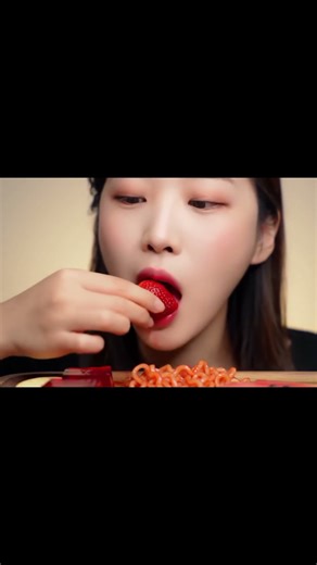 Red Food Challenge 🌶🍓🍎 | Crunchy & Juicy ASMR Mukbang #asmr