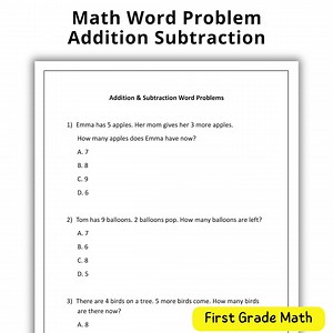 1st Grade Math Word Problems, Printable Addition & Subtraction Worksheets, Math Practice, Classroom Homeschool Activity Kindergarten Math - Etsy
