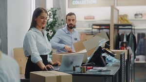 Clothing Store Checkout Cashier Counter Female Stock Footage Video (100% Royalty-free) 1072347239 | Shutterstock
