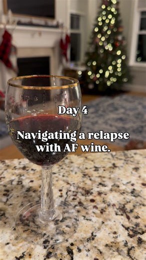 Melissa on Instagram: "The cravings are REAL. It’s crazy how prior to my relapse I rarely even needed the AF beers or mocktail in the wine glass. And today. I needed it. Although not my favorite, the feeling of the AF free red wine in my glass is helping. I’m sipping and pushing through the cravings. I have been having to lean heavily on the toolbox of my early sobriety. I’m turning to quit lit, the gym, knitting, and when it gets almost unbearable, the mocktail. Looking forward to some peppermi