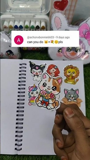Cute Flower Cat Sticker 💐🐱✨So Cute & Satisfying #kawaii #sticker #diy #satisfying #ytshorts #shorts