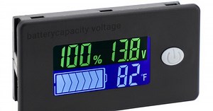 Battery Capacity Monitor DC10-100v Battery Meter 12v 24v 48v Battery Power Percentage Voltage Fahrenheit Temperature Indicator Gauge
