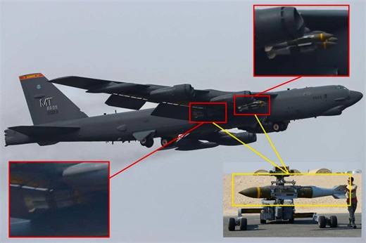 U.S. B-52H Bombers Deploy GBU-31 JDAM Bombs for Direct Precision Strikes on Hardened Ground Targets