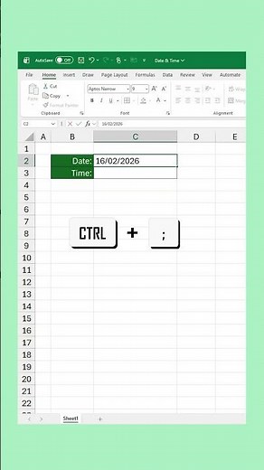 How to Insert Date 📅 and Time ⏱️in Excel Using Keyboard Shortcut Keys ⌨️