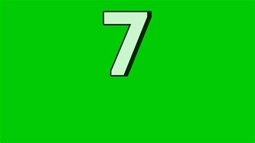 Falling Number 7 seven Animation on Green Screen Background.Video elements Effect for Video Editing, Chroma Key, Motion Graphics, and Stock Footage Projects | Premium Stock Video Footage