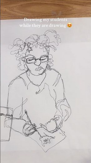Continuous Line Portraits of My Students | Contour Drawing Practice