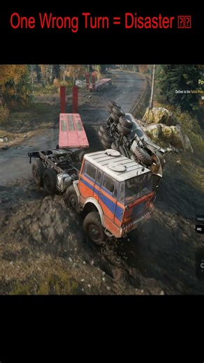 One Wrong Turn =Disaster 😬 SnowRunner #snowrunner #spintires#truckingsims #offroad #automobile