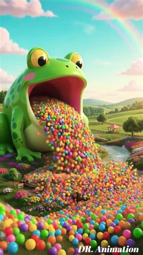 Giant Frog Ball Flood! 🐸🌈 10,000 Color Balls Take Over Everything 😱 | 3D Animation #shorts