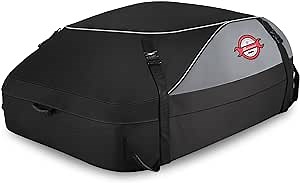 Car Rooftop Cargo Carrier Roof Bag, 15 Cubic Feet Waterproof Roof Top Cargo Carrier for All Cars with Without Luggage Rack, Soft Shell Roof Cargo Box with 4+6 Reinforced Straps and Storage Bag