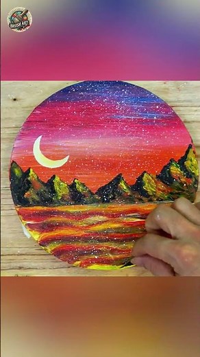 How to Paint an Abstract Silhouette in a Vibrant Moonlit Landscape | Easy Acrylic Art