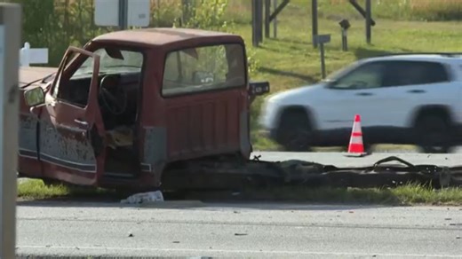 2 taken to hospital after fiery crash between highway patrol vehicle, truck in Thomasville, troopers say