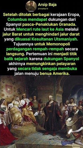 Christopher Columbus, menghadap Ratu Isabella I dan Raja Ferdinand II dari Spanyol. #art #history