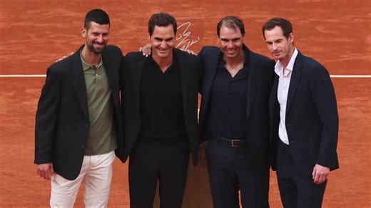STILLS: Emotional Nadal reunites with "Big Four" at French Open tribute ceremony