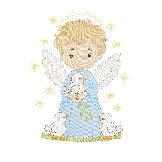 Angel Embroidery Designs – Machine Embroidery Pattern of an Angelic Boy With Doves With Wings and Halo – PES JEF EXP Instant Download - Etsy