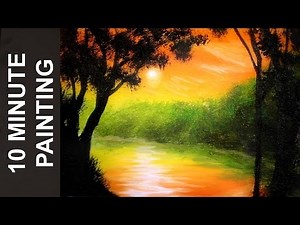 Painting a Sunset on the River in 10 Minutes with Acrylics!
