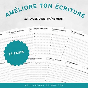 Exercices d'écriture en français à imprimer ou utiliser sur tablette ou ipad, 13 feuilles d'entraînement PDF, calligraphie agenda numérique - Etsy France