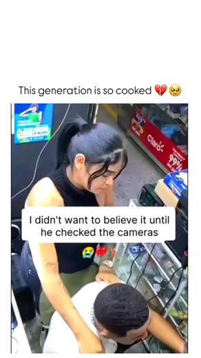 2026newtrend | The video shows two people in what appears to be a mobile/electronics shop. At the beginning, the man is leaning over the counter,... | Instagram