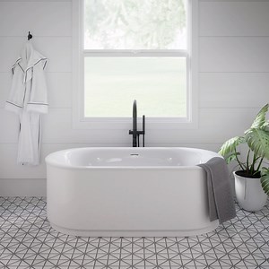 Experience the perfect combination of contemporary style and soothing comfort with our Studio S Freestanding Soaking Tub. Available in three beautiful drain finishes, Polished Chrome, Brushed Nickel and Matte Black, this soaking tub will coordinate perfectly with the rest of the Studio S Bathroom Collection. Which feature is your favourite? Let us know in the comments below! | American Standard Canada
