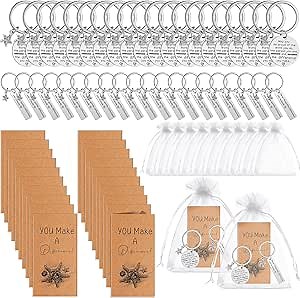 Highergo 20 Sets Starfish Story Gifts Employee Appreciation Gifts Bulk Include Starfish Keychain Appreciation Card Organza Bags, Mini Keepsake Starfish Folded Notecard for Teacher Coworker Gifts