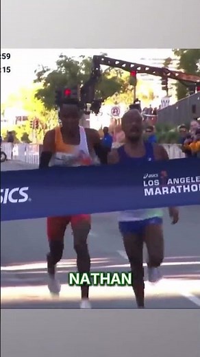 This is the remarkable moment American Nathan Martin won the Los Angeles Marathon by a split second