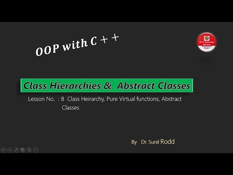 Class Heirarchy, Pure Virtual functions & Abstract classes