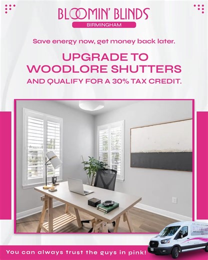⚡️ Save on energy—and at tax time. Qualifying Woodlore® Shutters may earn a 30% federal energy tax credit up to $1,200/year when installed! (product price; excludes measure/installation) 🚨 Hurry - this offer is valid through Dec 31st, 2025. Book your free consultation: 📞: (205) 649-5746 💻: BloominBlindsBirmingham.com/shutter-tax-credits/ #BloominBlindsBirmingham #EnergySmart #WindowTreatments #Shutters #TaxCredit #HomeUpgrade #NormanShutters #Woodlore #SaveOnEnergy | Bloomin' Blinds of Birmin