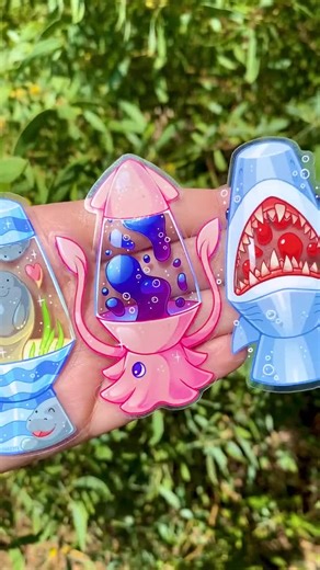 Sea Creature Lava Lamp Stickers: Manatee, Shark, Squid, Fish - Etsy