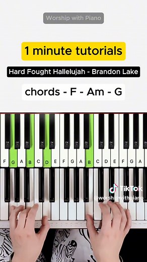 Hard fought Hallelujah by Brandon Lake 👊🙌✝️🎹 Chords are easy #pianotutorial #pianolessons #worshipmusic #christianmusic