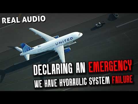 UNITED Airlines Airbus A320 Emergency landing after Hydraulic Failure. REAL ATC