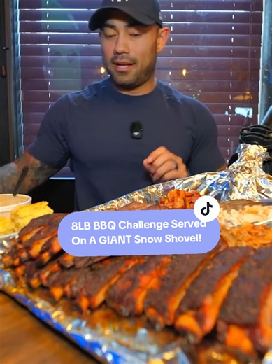 You Only Get 30 Minutes To Finish This 8LB BBQ Challenge Served On A GIANT Snow Shovel!!