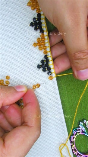 Premium Thread & Beads Embroidery! 🧡🪡 #diy #diynstitch #tutorial