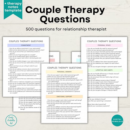 Couples Therapy Questions: Communication & Intimacy Prompts (PDF) - Etsy