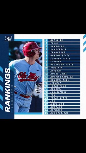D1 Baseball Rankings!! Any thoughts??#fyp#hype#cws#collegebaseball#baseball#college#olemiss#arkansas