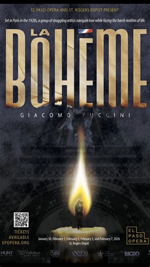 Another voice to look forward to in La Bohème. 🎭 This one with a personal connection to our company. In fact, he performed here as recently as fall of 2024. Each cast member brings their own presence to the stage, helping the story find its tone, rhythm, and energy as it unfolds. La Bohème runs January 30 through February 7, 2026. Get tickets and show details below: www.epopera.org/events #ElPasoOpera #LaBoheme #915Culture #OperaLive | El Paso Opera