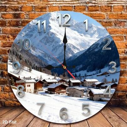 1 Piece Snow Mountain Snow Village Winter Art Wall Clock, Nursery Decoration, Round Wooden Silent Wall Clock, Battery Operated (AA Batteries Not Included), Suitable For Home, Classroom, Office, Living Room, Bedroom, Kitchen, And Campus Decoration, A Great Choice For Holiday Gifts (2D Flat),Battery Operated Wall Clock,Battery Wall Clock,Silent Wall Clock,Reloj De Pared,Room Decor,Clock | SHEIN
