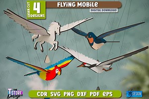 Wooden Flying Birds Mobile Laser Cut Bundle, Birds Flying Mobile Svg, Flying Bird Toy With Moving Wings, Nursery Decor, Wooden Hanging Bird - Etsy Australia