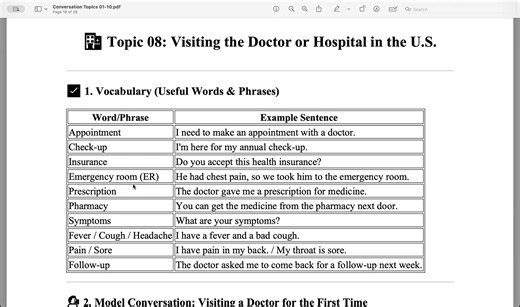  Visiting the Doctor or Hospital in the U.S.  Do you know how to...