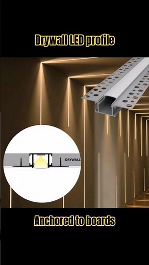 Drywall LED profiles or housings anchored to the boards. Material Aluminum - flush mounting.