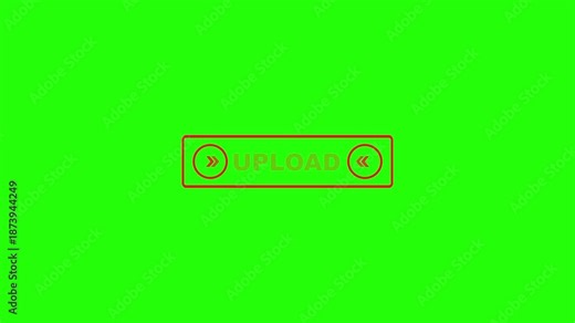Grunge red upload word square rubber seal stamp zoom on a green background 4k video animation.
