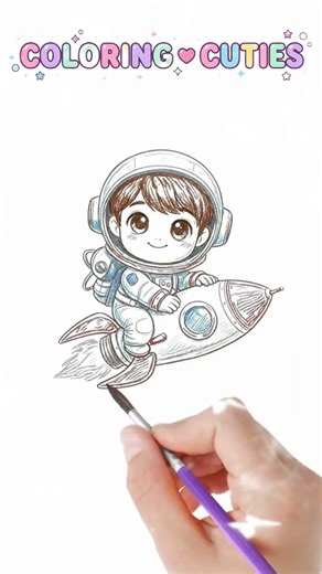 How to Draw a Rocket and Astronaut 🖍️ Easy Kids Space Art #rocketdrawing #astronaut
