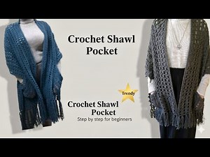 How to crochet an easy pocket shawl for beginners | Simple crochet scarf tutorial step by step