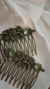 Set of 2 Vintage Inspired Bronze Hair Comb With Beautiful Green Gemstones,floral,leaf, Wedding, Retro Style, Bridal, Bridesmaid, Sparkly - Etsy