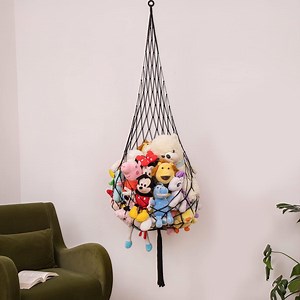 [Hot Item] Hammock Macrame Plush Toy Display One Hook Only Convenient for Corners Walls and Ceiling Hanging Net