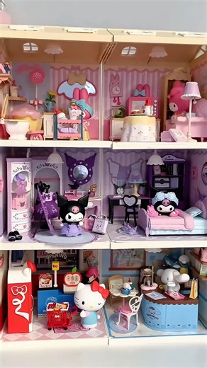 Dollhouse miniatures Hello Kitty & Cinnamoroll tiny toy #miniature #toyhouse #toys #tinyhouse