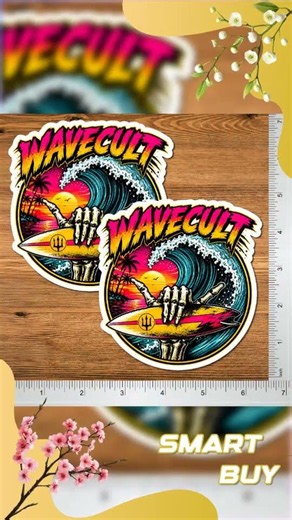 Surfing Sticker Wave Cult 5" 2 Pack Waterproof Die Cut Glossy Vinyl Decal