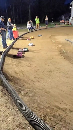 race didn't even start and they are beating up on each other 🤣 #dirtoval #oval #rccar #ovalrace #rc #hobby #sr10 #teamassociatedrc #streetstock #fun