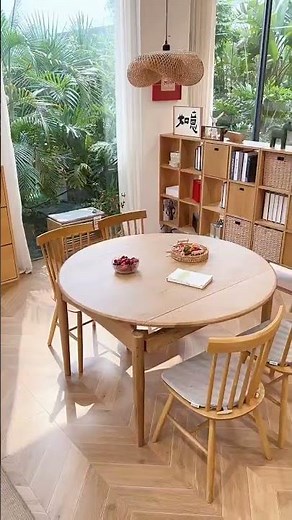 Round Extendable Dining Table 🍽️ Perfect for Small Spaces#extendabletable #solidwood #shorts