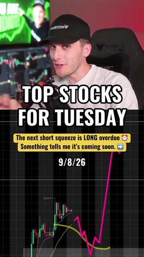 TOP 3 STOCKS TUESDAY 9/8/26 TRADING DAY WATCHLIST The next short squeeze is long overdue.. something tells me it’s coming soon. Do you know what it is? Want my full watchlist and to watch these trades and others in real-time? Claim your 7 day free trial! What stocks are you looking to trade tomorrow? #howtotrade #daytrading #investing #stockstowatch #momentum